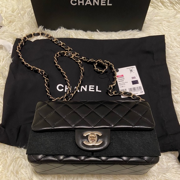 Chanel Mini Square Classic Flap Bag Red Lambskin